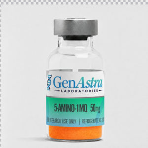5-Amino-1MQ 50 mg research vial with bright orange contents