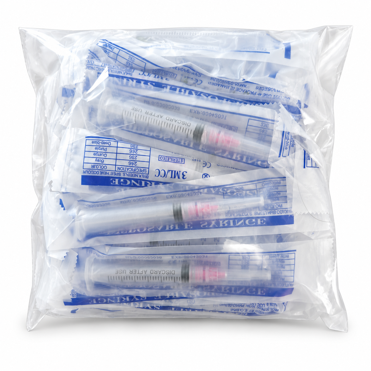 3 mL syringes, 29 gauge, half inch, 50 pack