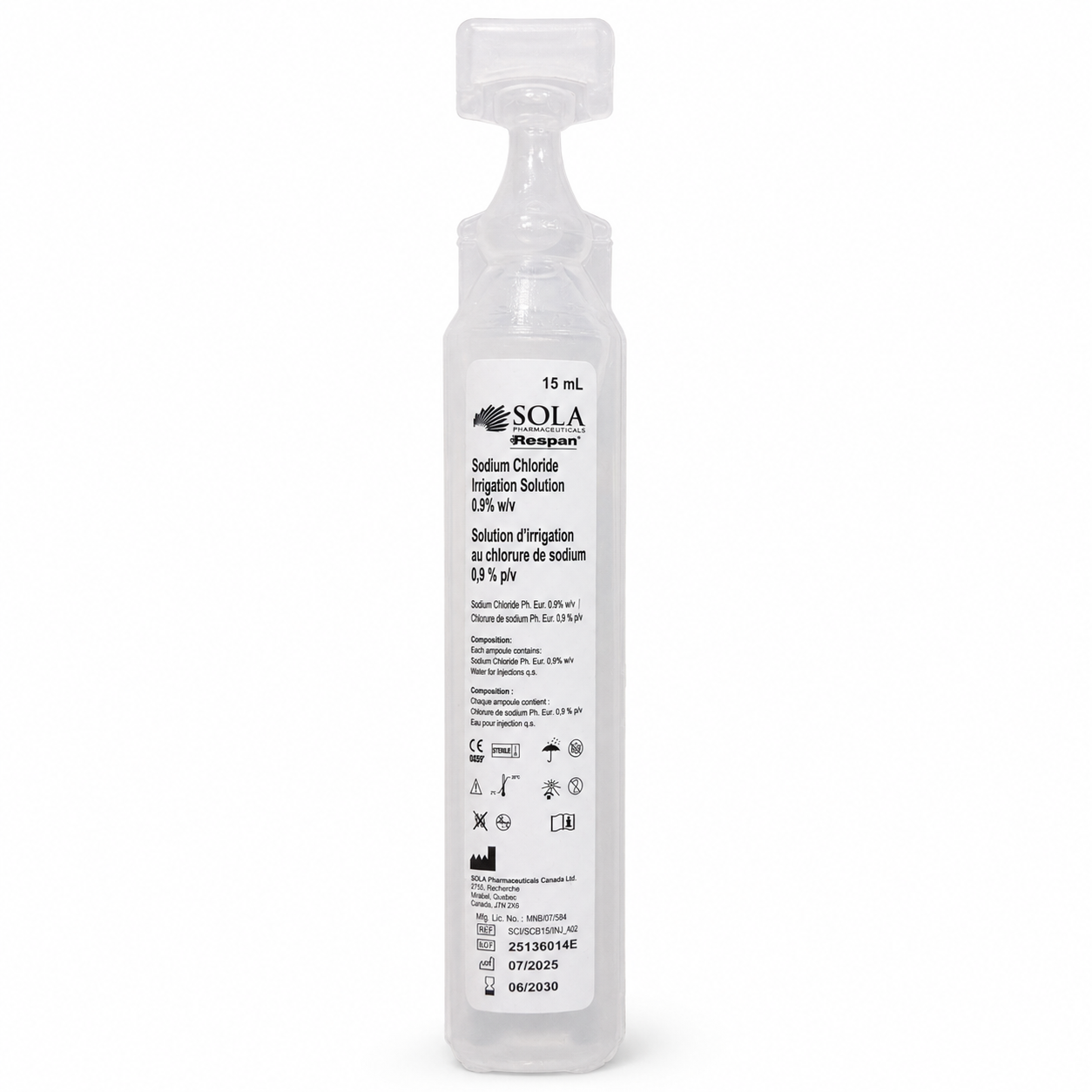 15 millilitre saline ampoule